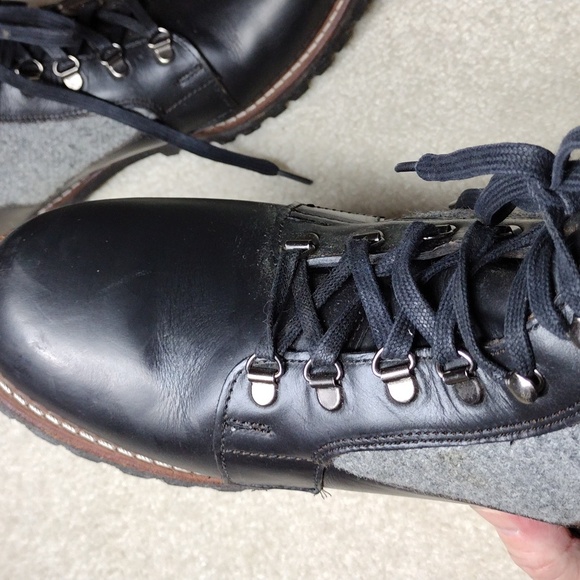 Wolverine 1000 Mile men's black leather & gray wool ankle boots. Mint. Size 11.5 - Picture 10 of 16